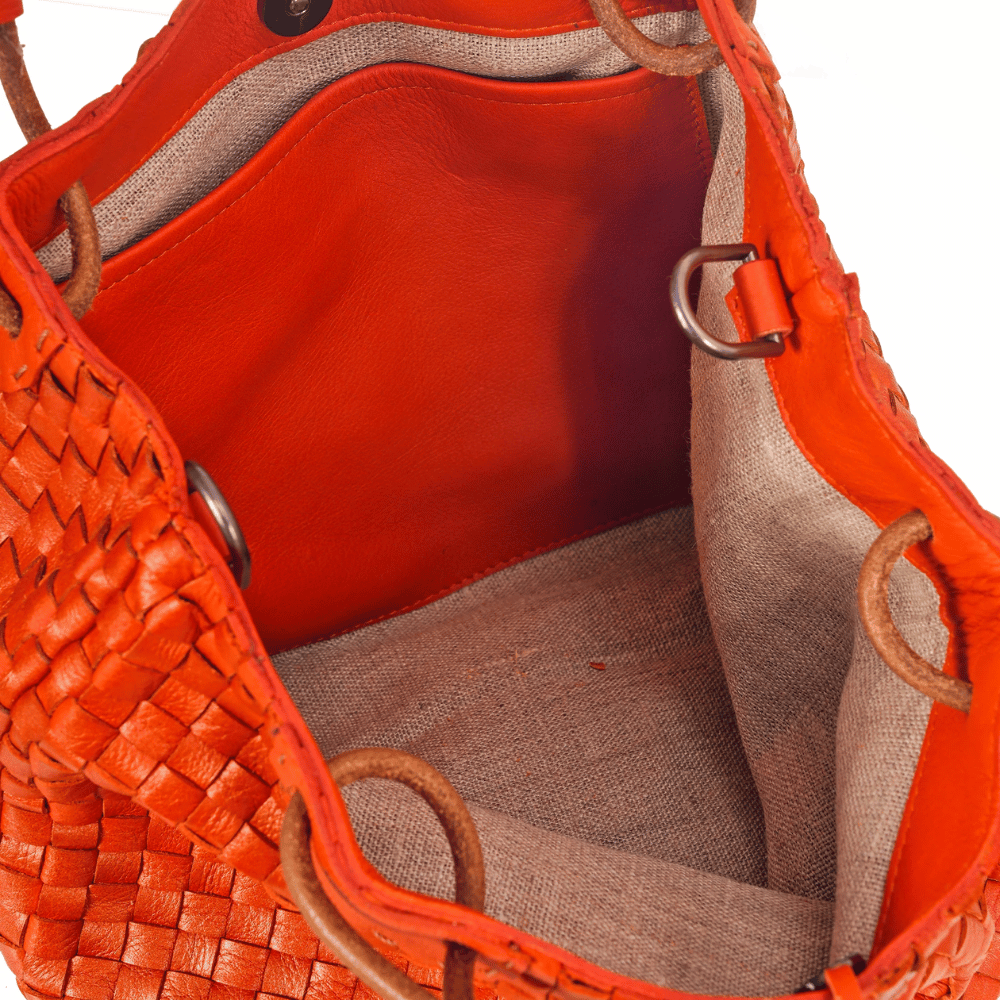 Henry Beguelin Small Size Daria Lace Intreccio Laminato Bag in Orange BD5926 HENRY BEGUELIN Designer fashion handbags shop online and in store High End fashion boutique Sydney Australia Riada Concept