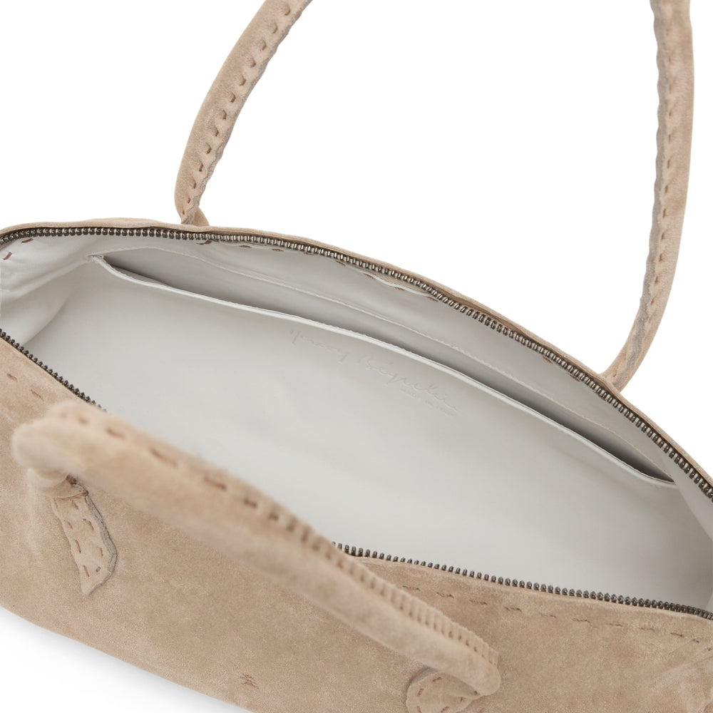 Bolla Bassa Softy Leather Shoulder Bag in Beige by Henry Beguelin, shoulder bag at Riada Concept, Woollahra Sydney