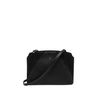 Henry Beguelin Volta Small crossbody bag in black grained leather and suede, front view