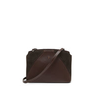Henry Beguelin Volta Small crossbody bag in T. Moro dark brown grained leather and suede, front view