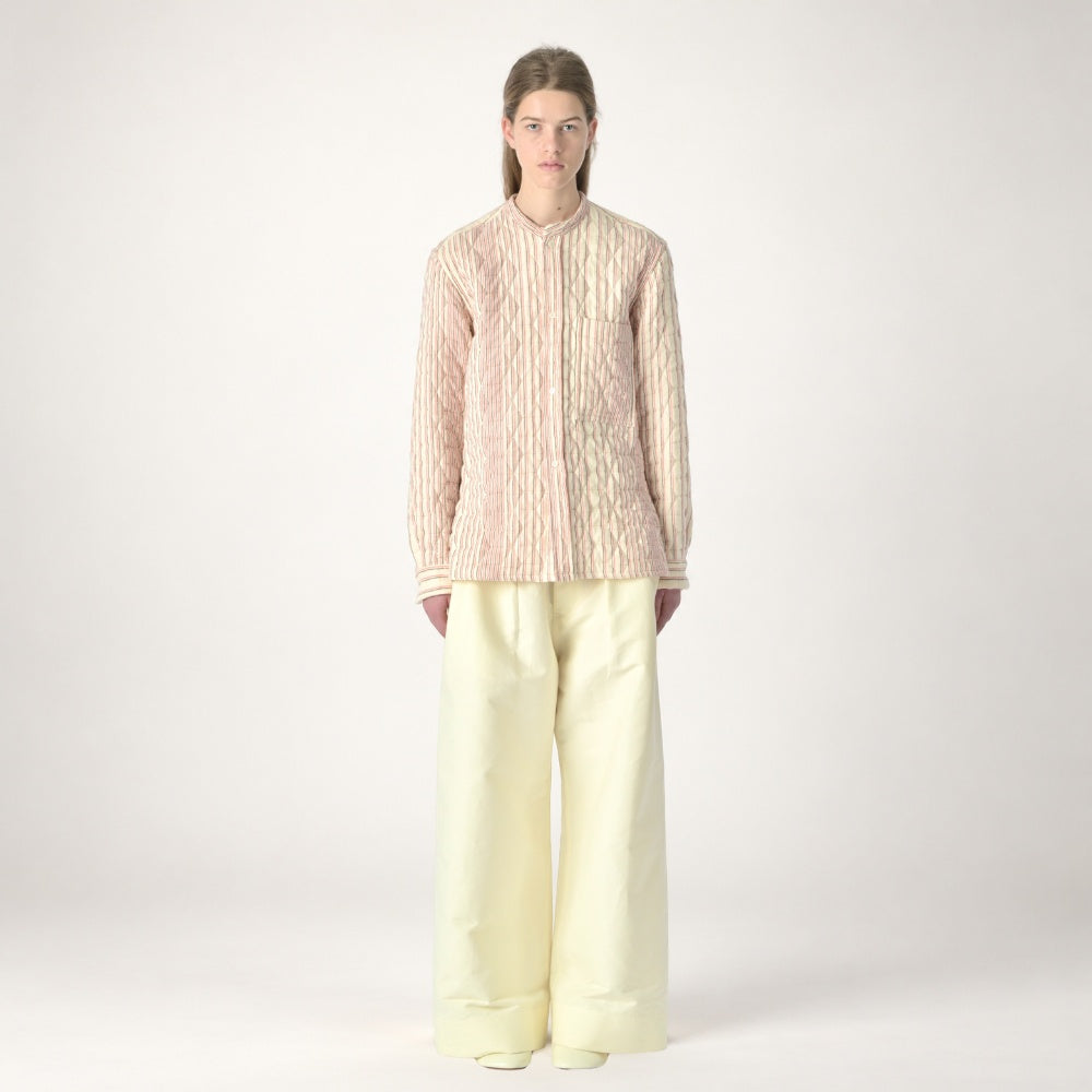Sofie D’Hoore Bela padded diamond-quilted shirt in red, ivory and grey stripes