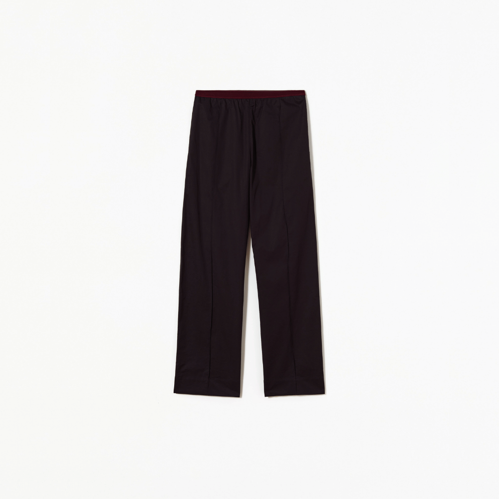 Plan C Stretch Cotton Poplin Trousers in Black with straight leg and clean waistband