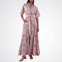 Borgo De Nor Posie Cotton Maxi Dress in Jungle Pink - luxury designer floral dress Sydney. Spring races, wedding guest dress. Borgo De Nor Dresses Online Australia. Designer fashion shop online and in store High End fashion boutique Sydney Australia Riada Concept