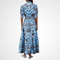 Borgo de Nor Marni Cotton Maxi Dress in Magical Blossom Blue - luxury designer floral dress Sydney. Spring races, wedding guest dress. Borgo De Nor Dresses Online Australia. Designer fashion shop online and in store High End fashion boutique Sydney Australia Riada Concept