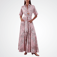 Borgo De Nor Posie Cotton Maxi Dress in Jungle Pink - luxury designer floral dress Sydney. Spring races, wedding guest dress. Borgo De Nor Dresses Online Australia. Designer fashion shop online and in store High End fashion boutique Sydney Australia Riada Concept