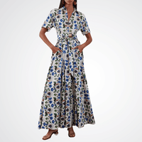 Borgo de Nor Posie Cotton Maxi Dress in Vine Flower Print - luxury designer floral dress Sydney. Spring races, wedding guest dress. Borgo De Nor Dresses Online Australia. Designer fashion shop online and in store High End fashion boutique Sydney Australia Riada Concept