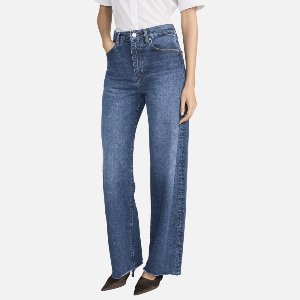 FRAME Bow High-Rise Barrel Jeans in Acumen FRAME designer denim at Riada Concept luxury fashion boutique Woollahra Sydney Australia