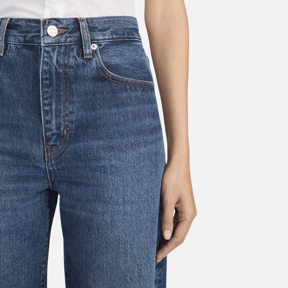 FRAME Bow High-Rise Barrel Jeans in Acumen FRAME designer denim at Riada Concept luxury fashion boutique Woollahra Sydney Australia