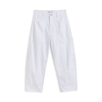 Frank & Eileen Bray everyday barrel pant in white Italian peached twill, front