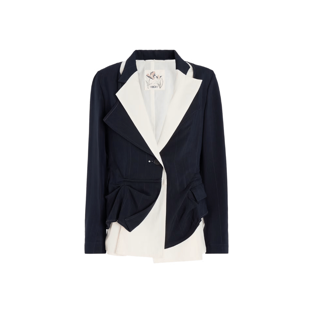 HIGH Everyday Couture Brazen Tailored Jacket in Navy and White - International designer fashion boutique Australia Riada Concept Woollahra