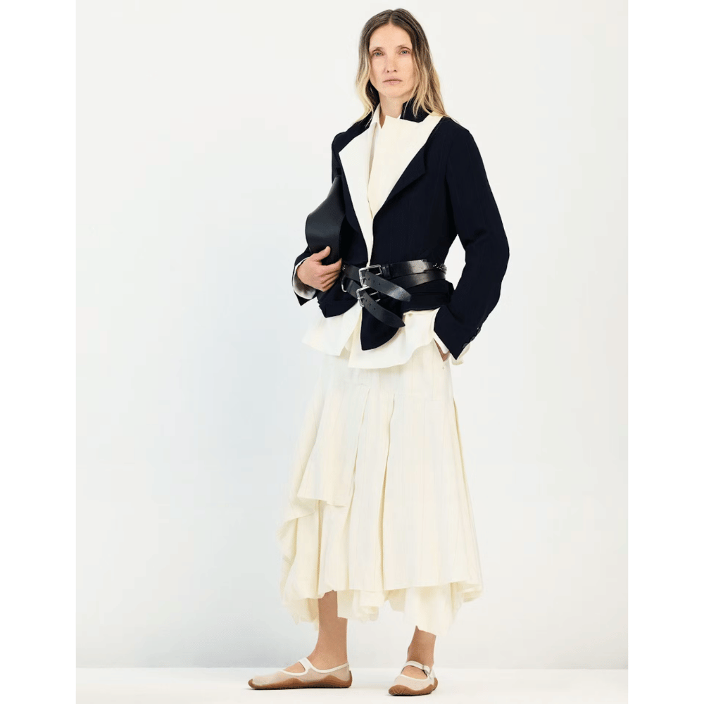 HIGH Everyday Couture Brazen Tailored Jacket in Navy and White - International designer fashion boutique Australia Riada Concept Woollahra