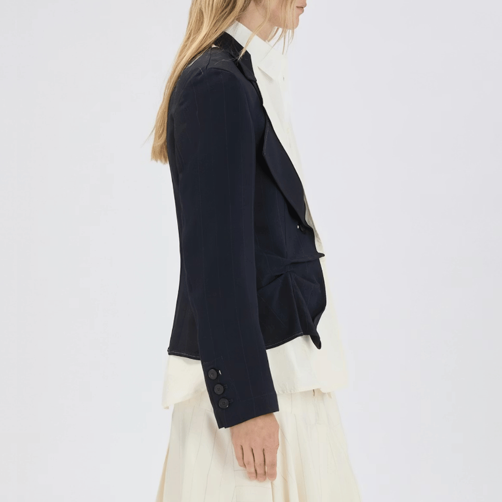 HIGH Everyday Couture Brazen Tailored Jacket in Navy and White - International designer fashion boutique Australia Riada Concept Woollahra