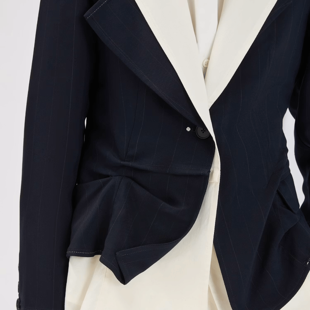 HIGH Everyday Couture Brazen Tailored Jacket in Navy and White - International designer fashion boutique Australia Riada Concept Woollahra
