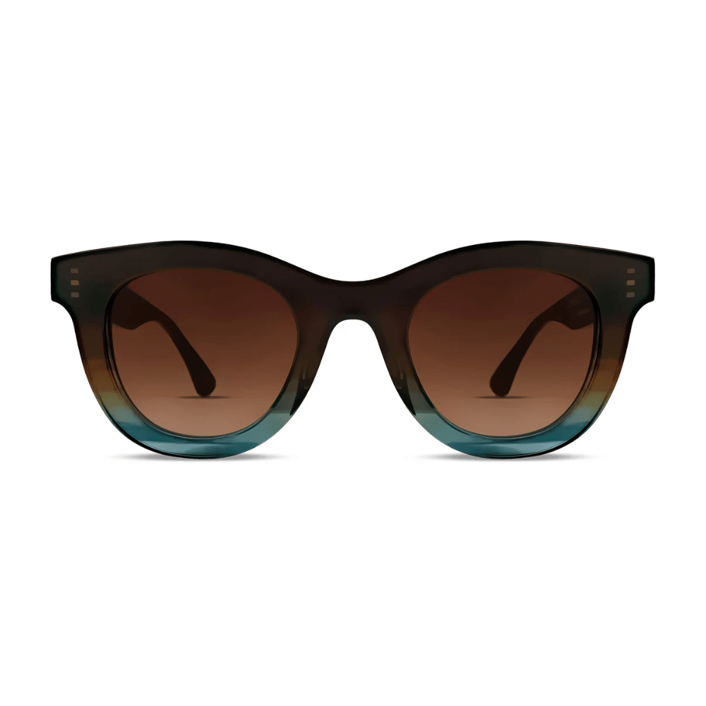 Thierry Lasry CONSISTENCY soft cat-eye sunglasses in blue green gradient acetate with brown gradient lenses, available at Riada Concept Woollahra Sydney