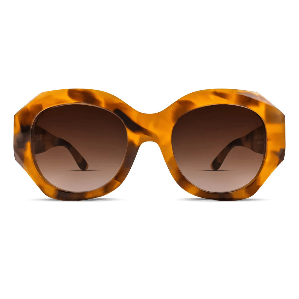 Thierry Lasry COSMETY Oversized Round Sunglasses in Yellow Horn Pattern