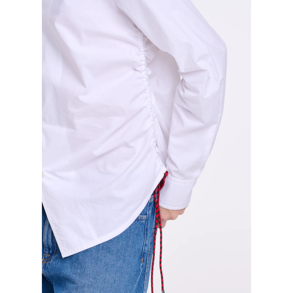 COTTON SHIRT WITH SIDE LANYARD IN WHITE