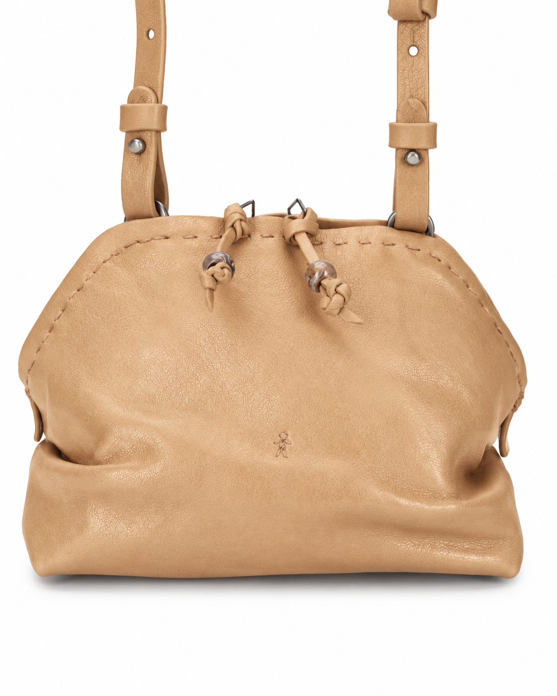 Henry Beguelin Bolla Crossbody Old Iron Lambskin Leather Bag in Camel