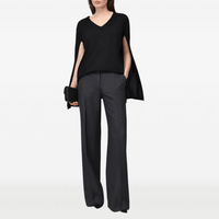 Alberta Ferretti Cape-Sleeve Wool V-Neck Knit Top in Black – International designer fashion boutique Australia Riada Concept Woollahra