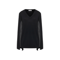 Alberta Ferretti Cape-Sleeve Wool V-Neck Knit Top in Black – International designer fashion boutique Australia Riada Concept Woollahra
