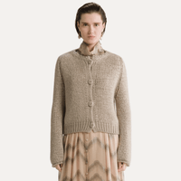 Forte Forte Cashmere Silk Mohair Cardigan Mandorla front view – Riada Concept Woollahra Sydney