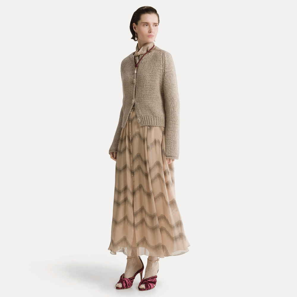 Forte Forte Cashmere Silk Mohair Cardigan Mandorla – International designer fashion boutique Australia Riada Concept Woollahra