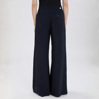 HIGH Everyday Couture Caught Out Palazzo Pants in Navy Blue Pinstripe - International designer fashion boutique Australia Riada Concept Woollahra