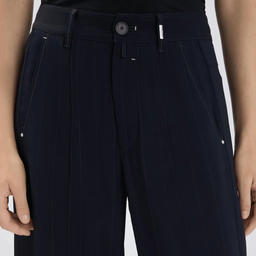 HIGH Everyday Couture Caught Out Palazzo Pants in Navy Blue Pinstripe - International designer fashion boutique Australia Riada Concept Woollahra