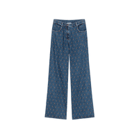 Forte Forte Cavalry Denim Embroidered Wide-Leg Jeans Indigo flat lay – International designer fashion boutique Australia Riada Concept Woollahra