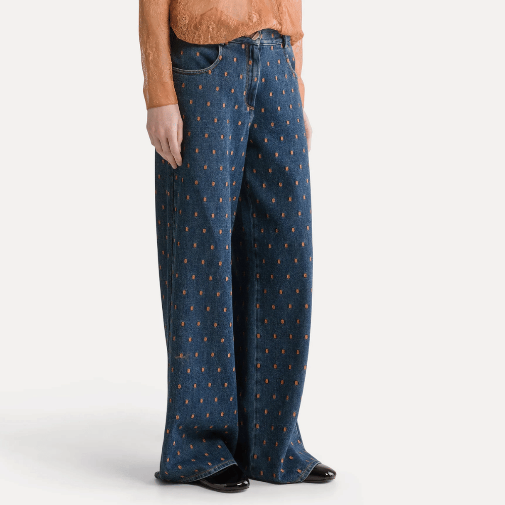 Forte Forte Cavalry Denim Embroidered Wide-Leg Jeans Indigo – International designer fashion boutique Australia Riada Concept Woollahra