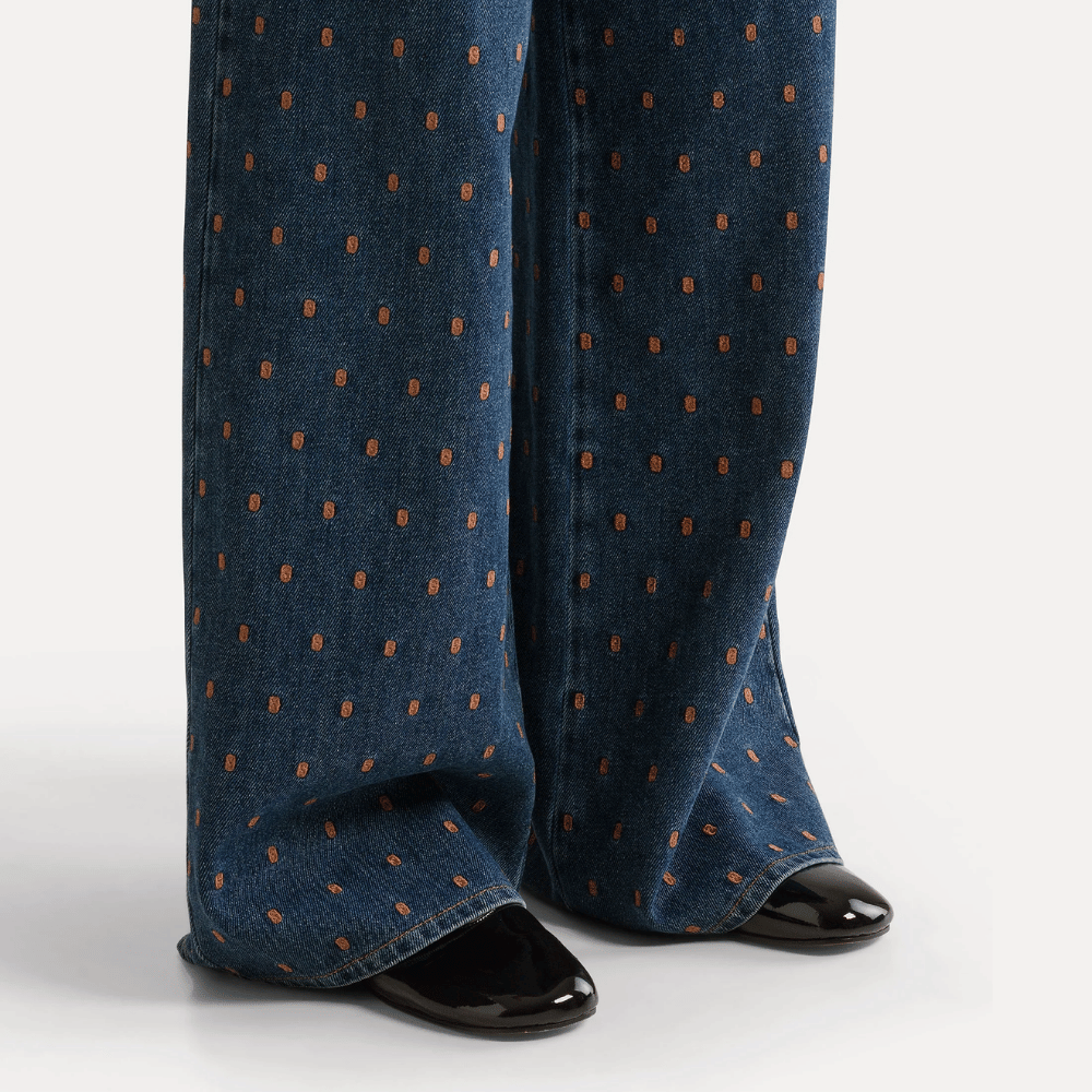 Forte Forte Cavalry Denim Embroidered Wide-Leg Jeans Indigo – International designer fashion boutique Australia Riada Concept Woollahra