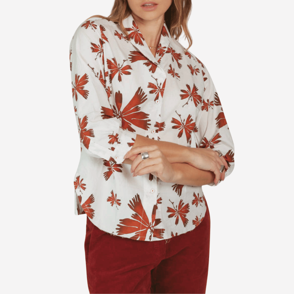 Hannoh Wessel Christina Floral Cotton Shirt in Red Flower Print – International designer fashion boutique Australia Riada Concept Woollahra