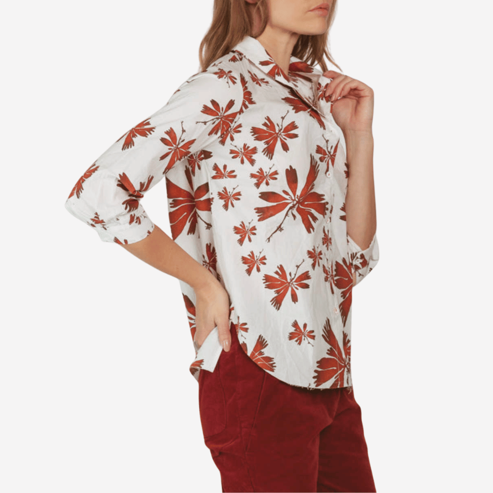 Hannoh Wessel Christina Floral Cotton Shirt in Red Flower Print – International designer fashion boutique Australia Riada Concept Woollahra