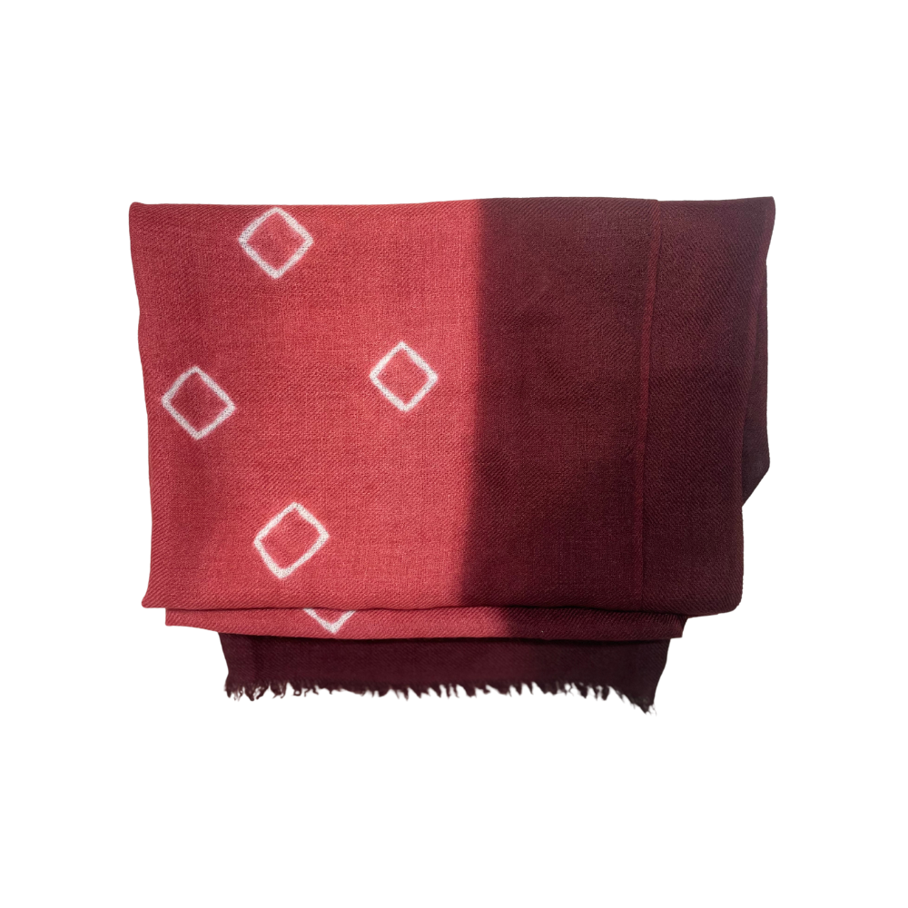 The Cielo scarf in raw ruby redwood