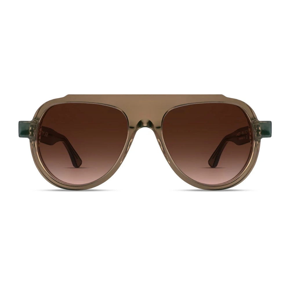 Thierry Lasry CLANDESTY oversized aviator sunglasses in translucent brown acetate, with gradient brown lenses and full UV protection - front view
