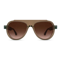 Thierry Lasry CLANDESTY oversized aviator sunglasses in translucent brown acetate, with gradient brown lenses and full UV protection - front view