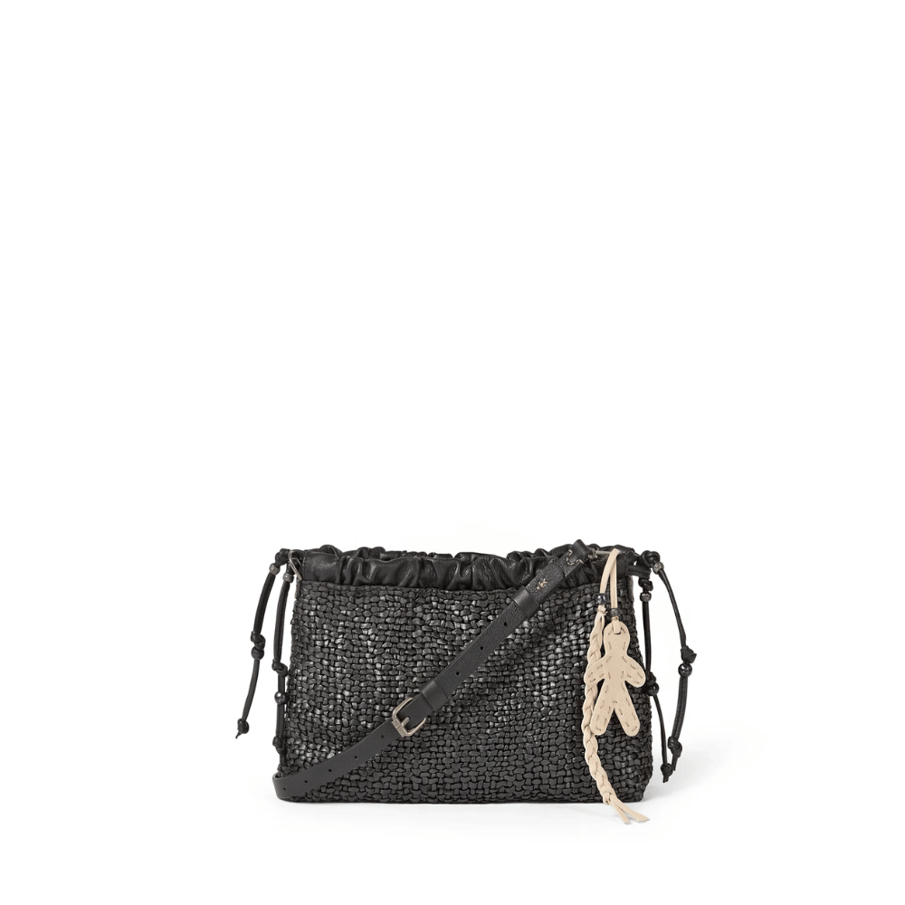 Henry Beguelin Arricciato Woven Leather Clutch Crossbody Bag in Black Madreperla HENRY BEGUELIN Designer fashion handbags shop online and in store High End fashion boutique Sydney Australia Riada Concept
