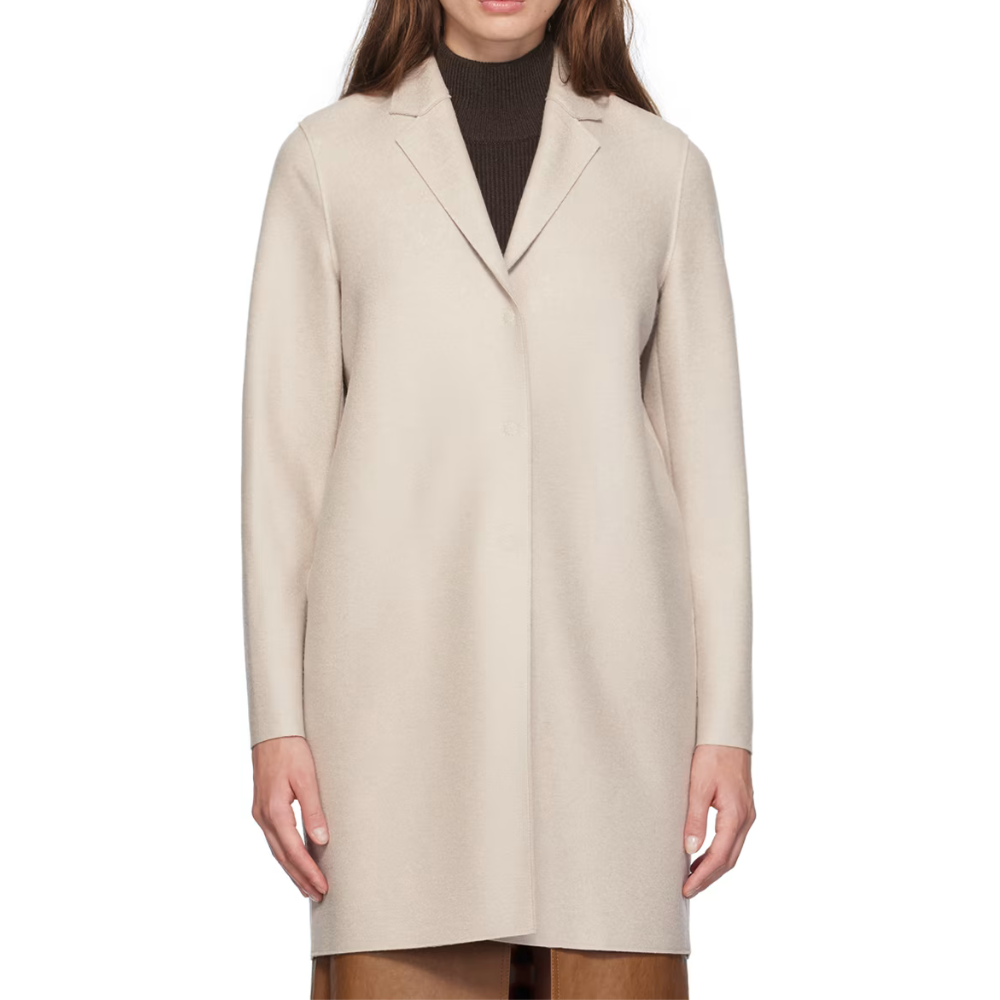 Women Cocoon Coat Light Pressed Wool in Cream