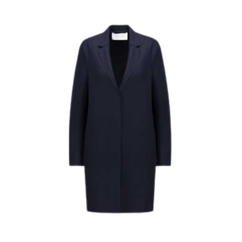 Women Cocoon Coat Light Pressed Wool in Navy Blue