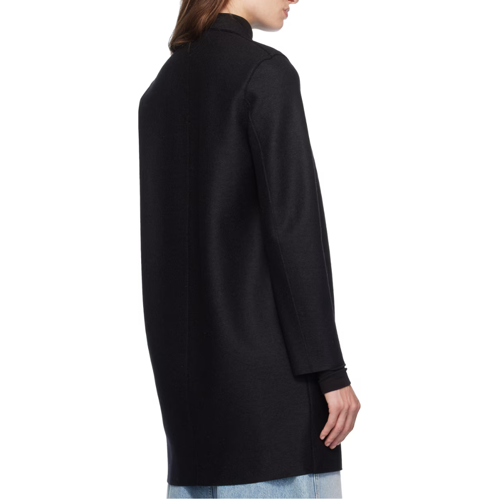 Women Cocoon Coat Light Pressed Wool in Black