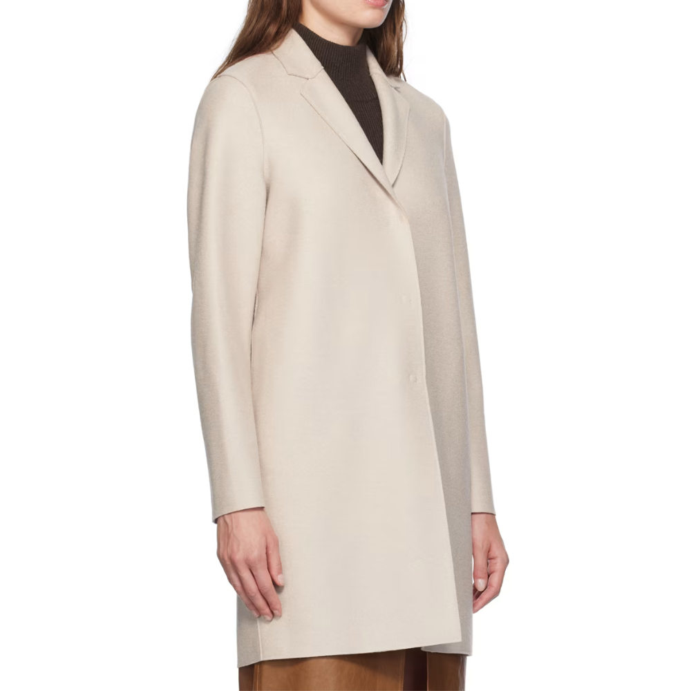 Women Cocoon Coat Light Pressed Wool in Cream