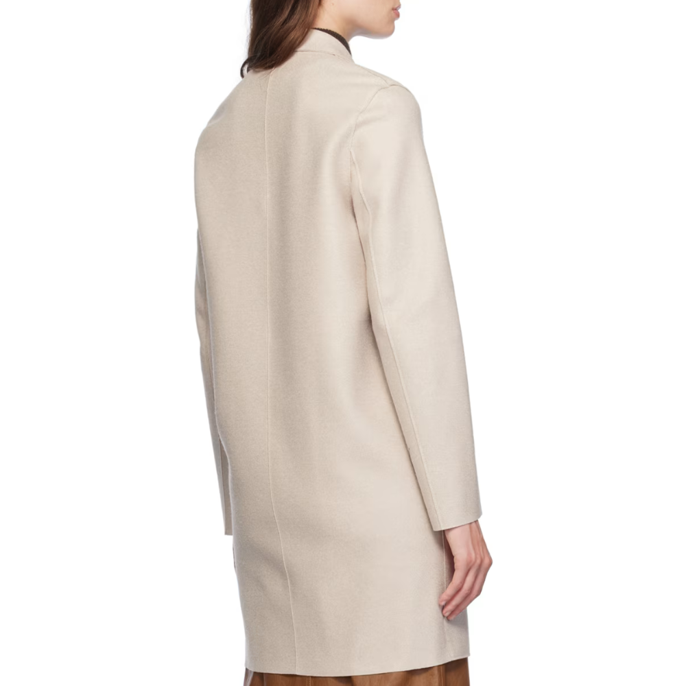 Women Cocoon Coat Light Pressed Wool in Cream