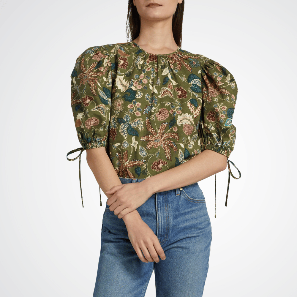 Ulla Johnson Coralie Short Sleeve Blouse in Lichen ULLA JOHNSON Designer fashion shop online and in store High End fashion boutique Sydney Australia Riada Concept
