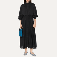 Forte Forte Cotton-Silk Voile Flared Maxi Skirt Nero styled with black blouse – Riada Concept Woollahra Sydney