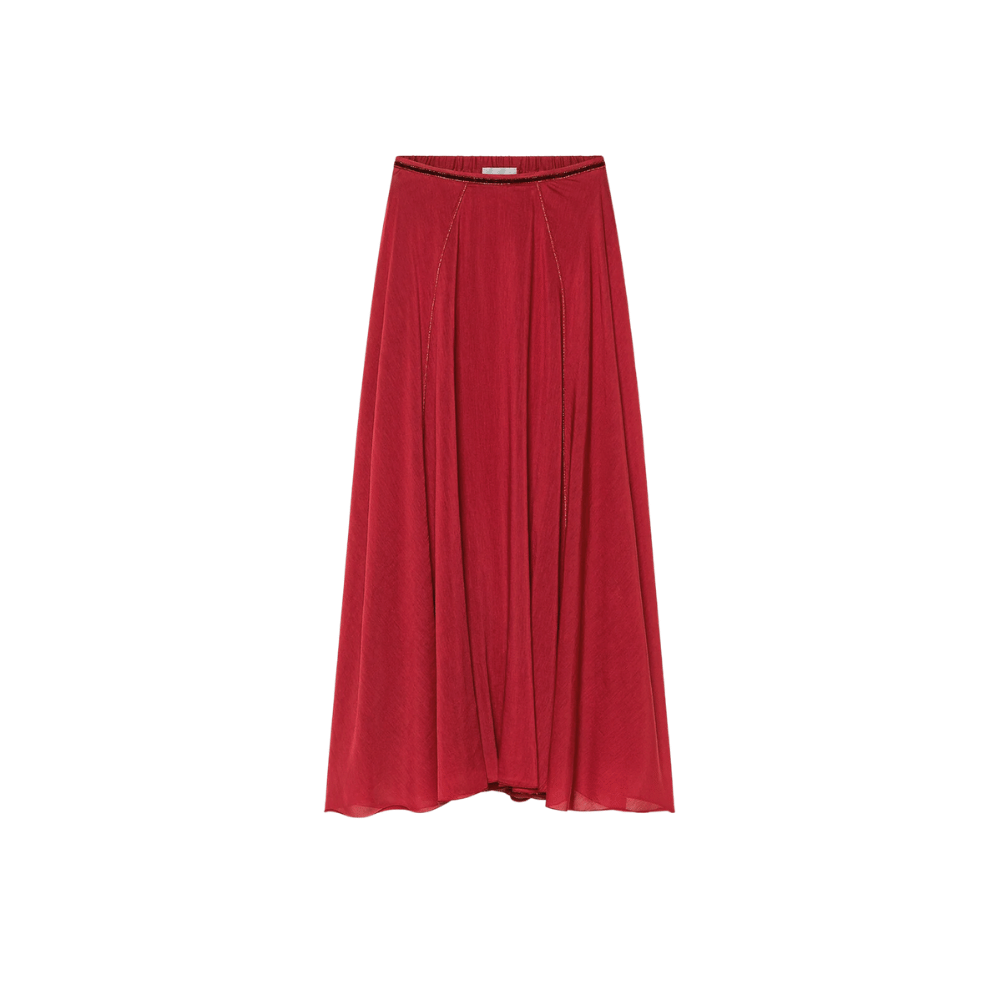 Forte Forte Cotton-Silk Voile Flared Maxi Skirt Pomegranate flat lay – International designer fashion boutique Australia Riada Concept Woollahra