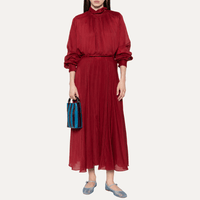 Forte Forte Cotton-Silk Voile Flared Maxi Skirt Pomegranate styled with red blouse – Riada Concept Woollahra Sydney