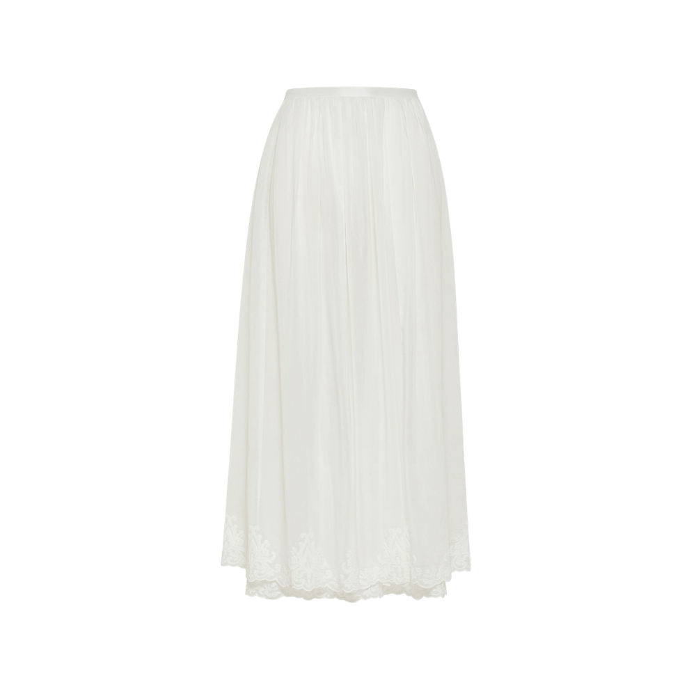 Forte Forte Embroidered Cotton Silk Voile Shirt in Bianco – International designer fashion boutique Australia Riada Concept Woollahra