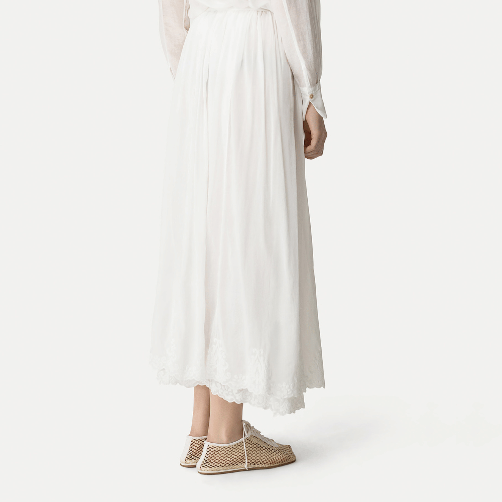 Forte Forte Embroidered Cotton Silk Voile Shirt in Bianco – International designer fashion boutique Australia Riada Concept Woollahra