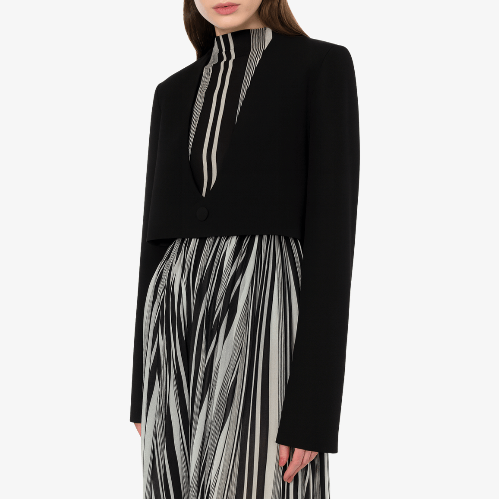 Philosophy di Lorenzo Serafini Cropped Grain de Poudre Jacket in Black, international luxury fashion brands jackets available at Riada Concept Woollahra, Sydney Australia and online