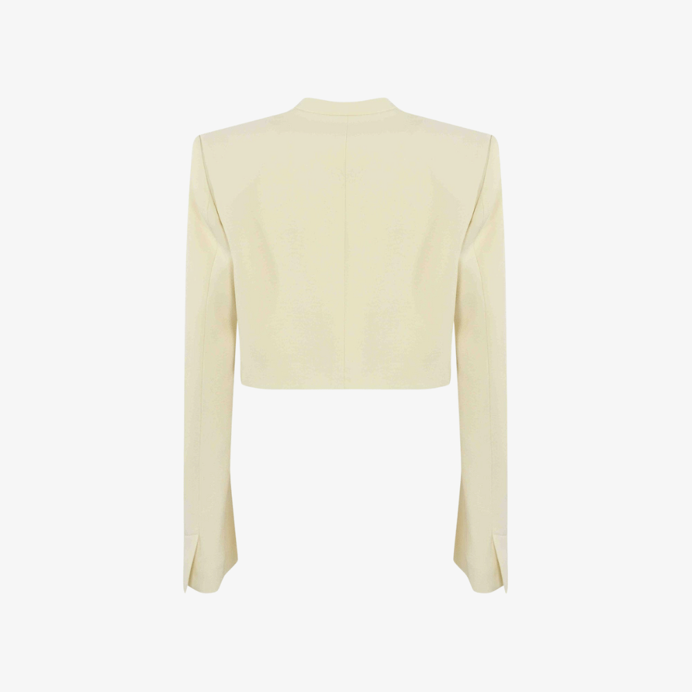 Philosophy di Lorenzo Serafini Cropped Grain de Poudre Jacket in Ivory, international luxury fashion brands jackets available at Riada Concept Woollahra, Sydney Australia and online
