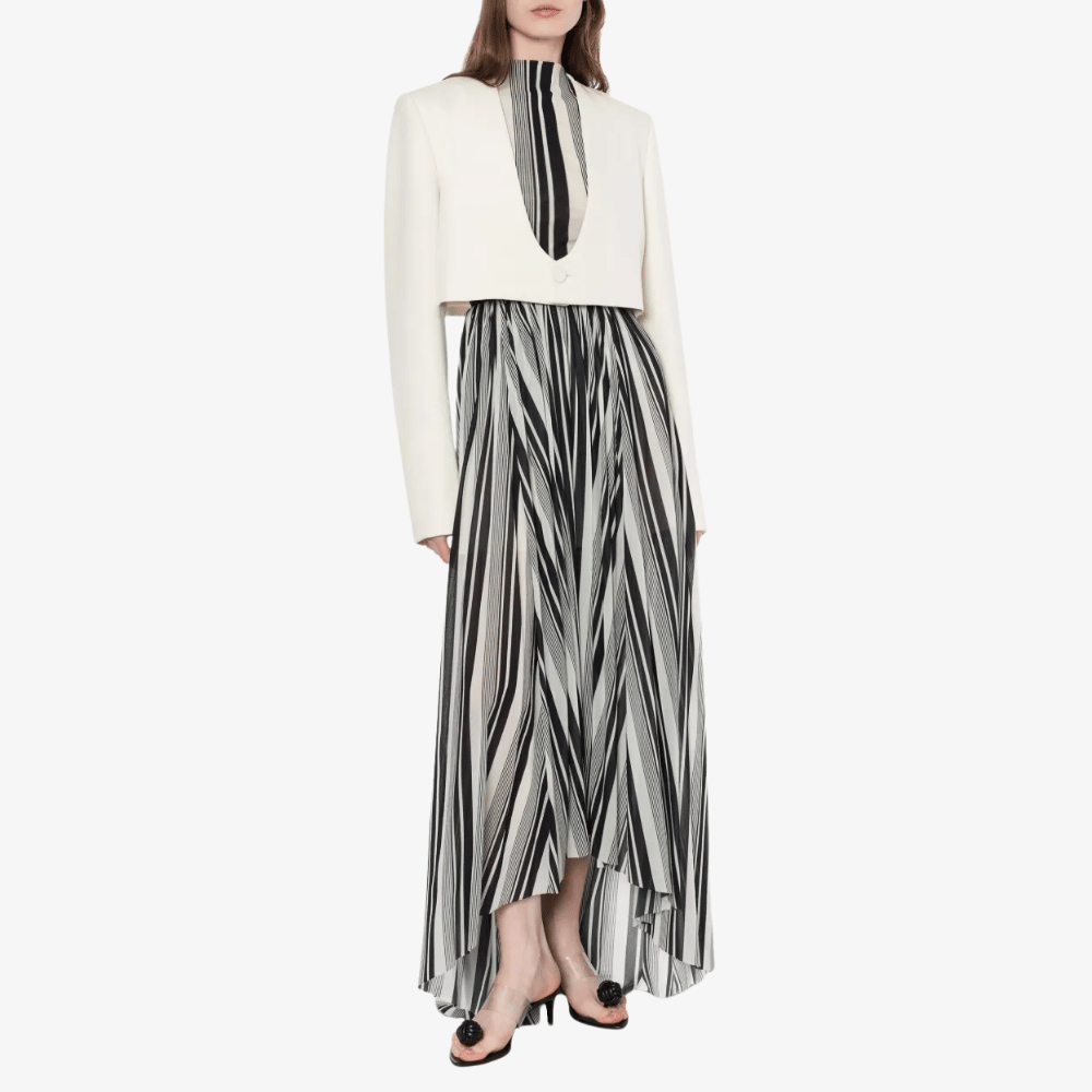 Philosophy di Lorenzo Serafini Cropped Grain de Poudre Jacket in Ivory, international luxury fashion brands jackets available at Riada Concept Woollahra, Sydney Australia and online